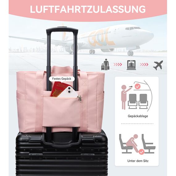 KALIDI Shopper Tasche Damen Handtasche Damen Groß Arbeitstasche Uni Tasche Damen-Shopper Tote Bag Rosa FüR Arbeit, School, BüRo, Schule