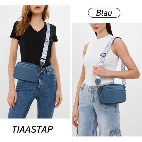 TIAASTAP Damen Umhängetasche Klein Leder Handtasche Crossbody Bag Crossbag Schultertasche Damen Tasche Moderne Taschen mit breitem Schultergurt und 3 Fächern
