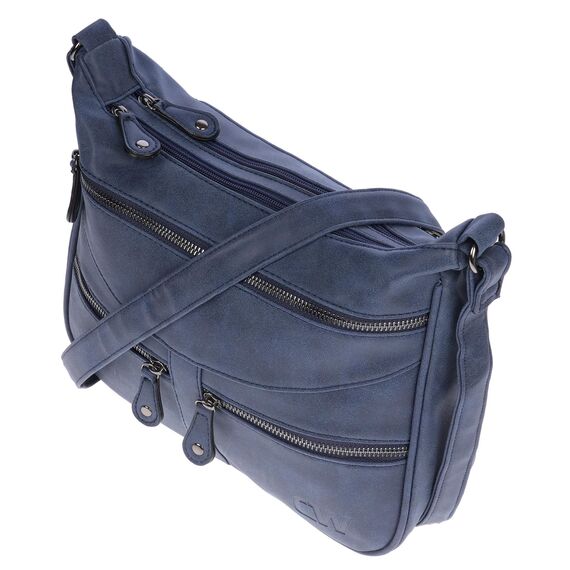 Christian Wippermann Damen Umhängetasche Mittelgroß - Strapazierfähiges, Wasserfestes Kunstleder in Leder Optik - Viele Fächer & Zwei Reißverschlüsse - 30x26x10cm, Trageriemen 155cm - Damenhandtasche