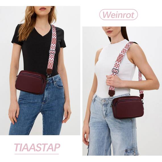 TIAASTAP Damen Umhängetasche Klein Leder Handtasche Crossbody Bag Crossbag Schultertasche Damen Tasche Moderne Taschen mit breitem Schultergurt und 3 Fächern