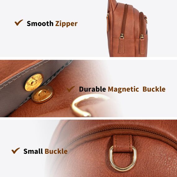 OSOCE Crossbody Damen Klein Brusttasche PU Leder Sling Bag Diebstahlsicher Crossbag Damen Schulterrucksack Vielseitige Umhängetasche für Reisen und mehr in Braun Weiß und Schwarz