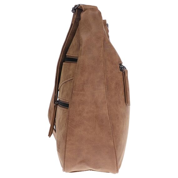 Christian Wippermann Damen Umhängetasche Mittelgroß - Strapazierfähiges, Wasserfestes Kunstleder in Leder Optik - Viele Fächer & Zwei Reißverschlüsse - 30x26x10cm, Trageriemen 155cm - Damenhandtasche