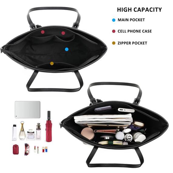 TANTOMI Handtaschen für Damen, 39,6 cm (15,6 Zoll), PU-Leder, Schultertasche, Laptoptasche, leicht, stilvoll, Designer-Schulhandtasche mit Damengeldbörse und Kartenhalter für Einkaufen, Arbeit, Reisen
