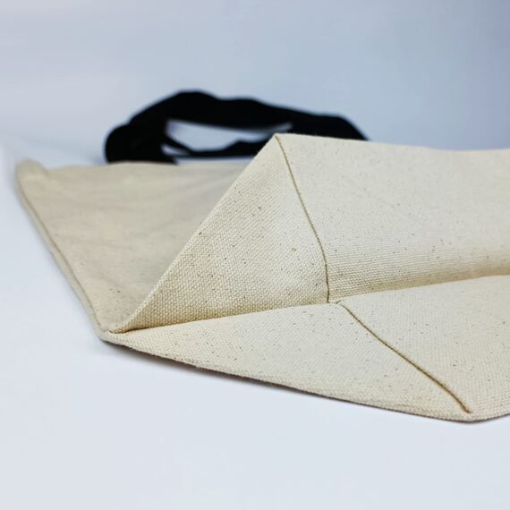 Cottonbagjoe Große Shopper Baumwolltasche 45 × 38 × 10 cm aus 220 g/m² Baumwolle – Stofftasche mit Reißverschluss-Innentasche, Softfinish & schwarzen Henkeln – OEKO-TEX® STANDARD 100