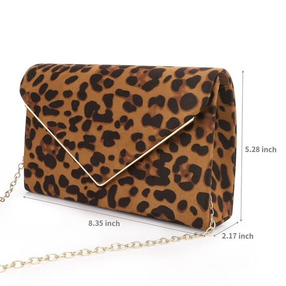 BBjinronjy Clutch Für Hochzeit Kettentasche Damen handtaschen damen klein,elegant Samt Umschlag Crossbody Klassisch Clutch Tasche Abendtasche Hochzeit (Leopard)