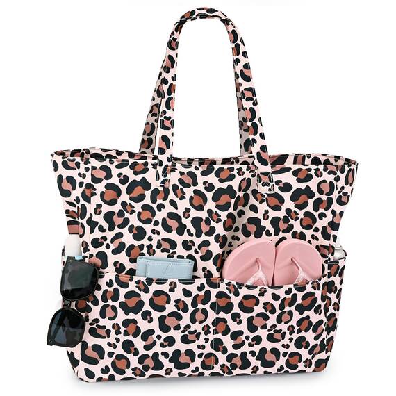 Strandtasche mit Reißverschluss Badetasche XXL Familie Große Beach Bag Shopper Damen, Leicht Faltbare Grosse Schwimmbadtasche, Urlaub Must Have Einkaufstaschen für Reisen Einkaufen Picknick Alltag