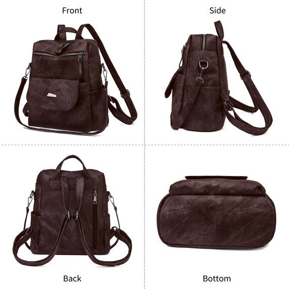 Puwuzixi Frauen Rucksack Wasserdicht Anti-Diebstahl Leichtgewicht PU Mode Reisen Mehrzweck Cabrio Geldbörse Umhängetasche Handtasche Rucksack（Chocolate）