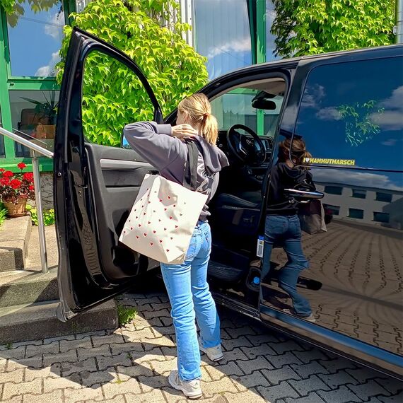 Cottonbagjoe Große Shopper Baumwolltasche 45 × 38 × 10 cm aus 220 g/m² Baumwolle – Stofftasche mit Reißverschluss-Innentasche, Softfinish & schwarzen Henkeln – OEKO-TEX® STANDARD 100