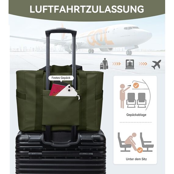 KALIDI Shopper Tasche Damen Handtasche Groß Arbeitstasche Uni Tasche Damen-Shopper Tote Bag Grün FüR Arbeit, School, BüRo, Schule