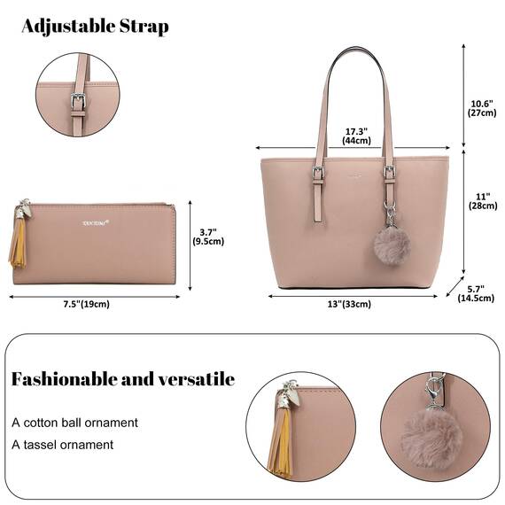 TANTOMI Handtaschen für Damen, 39,6 cm (15,6 Zoll) Tragetasche PU-Leder, Schultertasche, Laptoptasche, leicht, stilvoll, Designer-Schulhandtasche mit Damengeldbörse und Kartenhalter für Einkaufen