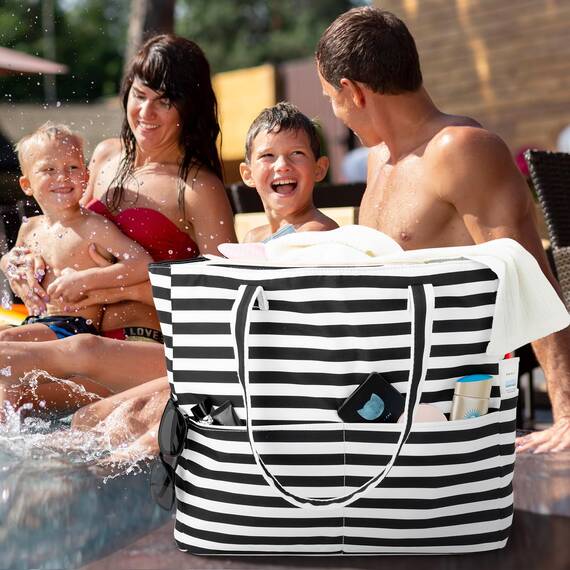 Strandtasche Badetasche Große XXL mit Reißverschluss Familie Beach Bag Shopper Damen, Leicht Faltbare Grosse Schwimmbadtasche, Urlaub Must Have Einkaufstaschen für Reisen Einkaufen Picknick Alltag