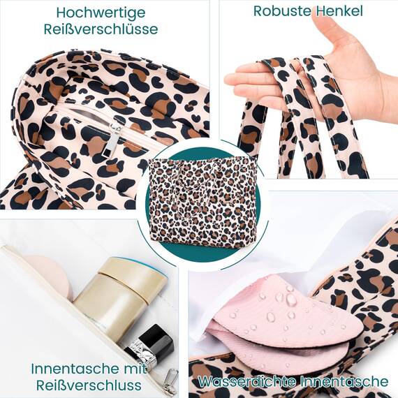 Strandtasche mit Reißverschluss Badetasche XXL Familie Große Beach Bag Shopper Damen, Leicht Faltbare Grosse Schwimmbadtasche, Urlaub Must Have Einkaufstaschen für Reisen Einkaufen Picknick Alltag