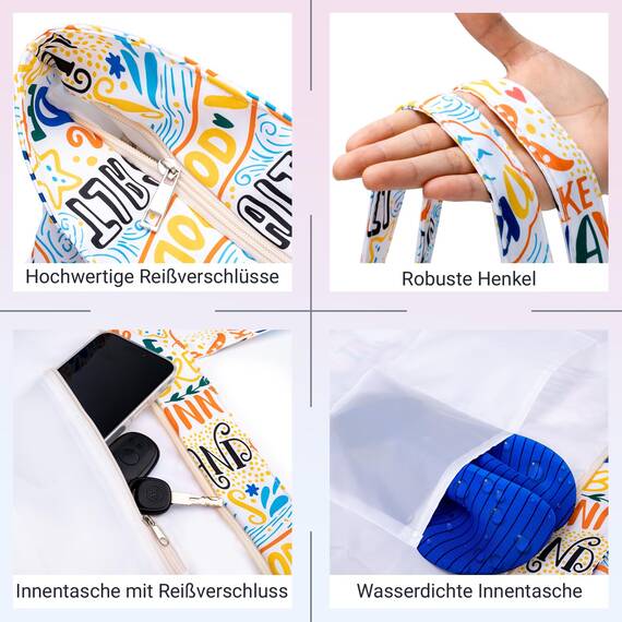 Strandtasche Badetasche Große XXL mit Reißverschluss Familie Beach Bag Shopper Damen, Leicht Faltbare Grosse Schwimmbadtasche, Urlaub Must Have Einkaufstaschen für Reisen Einkaufen Picknick Alltag