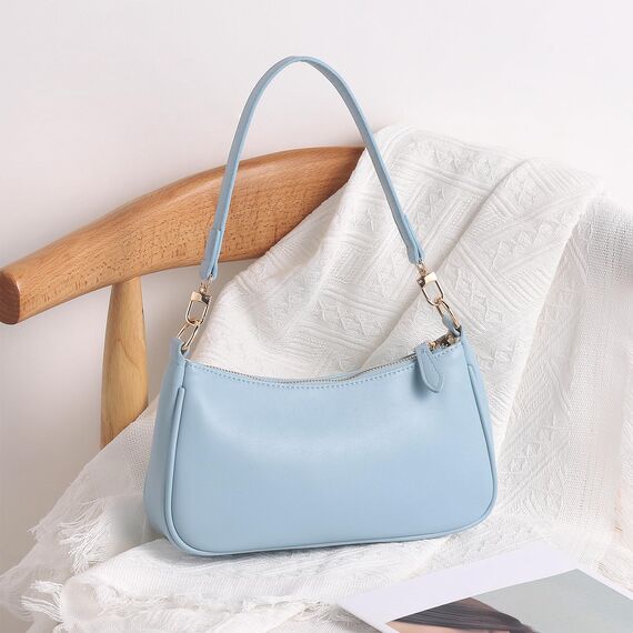 WantGor Clutch Tote Handtaschen, Umhängetasche für Frauen Crossbody Taschen Mini Hobo Bag Retro Vegan Leder Trendy Handtasche (Blau)