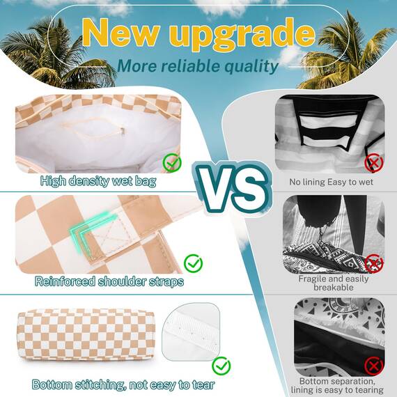 Strandtasche Badetasche Große XXL mit Reißverschluss Familie Beach Bag Shopper Damen, Leicht Faltbare Grosse Schwimmbadtasche, Urlaub Must Have Einkaufstaschen für Reisen Einkaufen Picknick Alltag