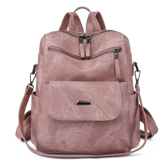 Puwuzixi Frauen Rucksack Wasserdicht Anti-Diebstahl Leichtgewicht PU Mode Reisen Mehrzweck Cabrio Geldbörse Umhängetasche Handtasche Rucksack（Pink）