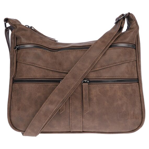 Christian Wippermann Damen Umhängetasche Mittelgroß - Strapazierfähiges, Wasserfestes Kunstleder in Leder Optik - Viele Fächer & Zwei Reißverschlüsse - 30x26x10cm, Trageriemen 155cm - Damenhandtasche