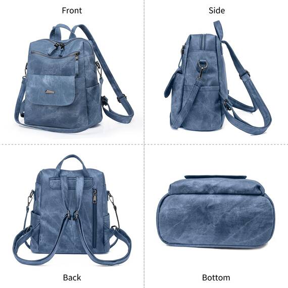 Puwuzixi Frauen Rucksack Wasserdicht Anti-Diebstahl Leichtgewicht PU Mode Reisen Mehrzweck Cabrio Geldbörse Umhängetasche Handtasche Rucksack（Blue）