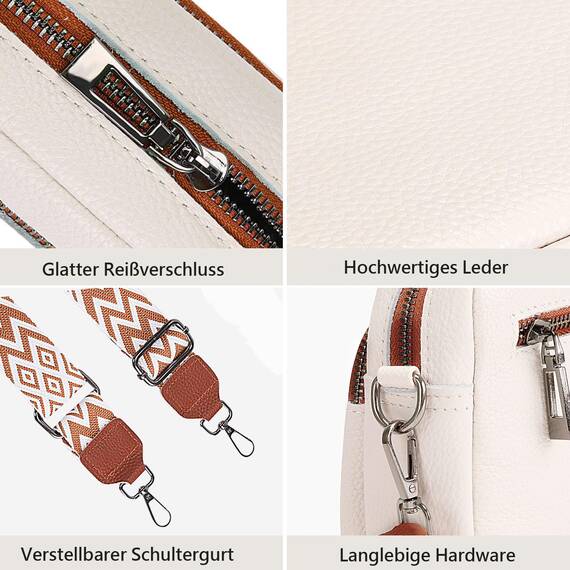 TIAASTAP Damen Umhängetasche Klein Leder Handtasche Crossbody Bag Crossbag Schultertasche Damen Tasche Moderne Taschen mit breitem Schultergurt und 3 Fächern