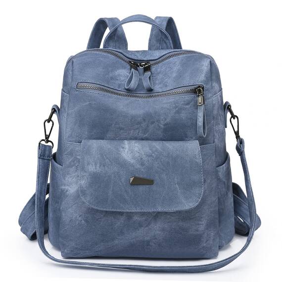 Puwuzixi Frauen Rucksack Wasserdicht Anti-Diebstahl Leichtgewicht PU Mode Reisen Mehrzweck Cabrio Geldbörse Umhängetasche Handtasche Rucksack（Blue）