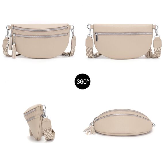 LANXINGLUO Bauchtasche Damen umhängetasche Damen mittelgroß Crossbody Bag Mit Kreditkartenfach und 2 Schultergurten Bags for Women hellkhaki