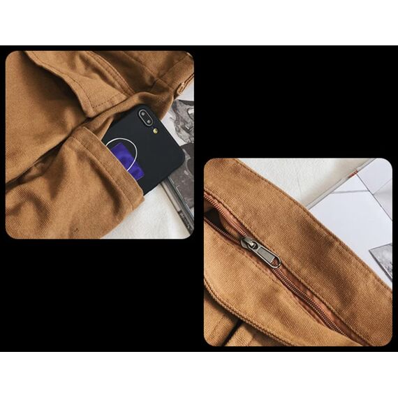 HUALEENA Umhängetasche aus Segeltuch für Damen, große Messenger-Taschen, Reise-Schultertasche, mehrere Taschen, braun, Large