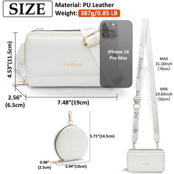 HNOOM Handytasche zum Umhängen Kleine Handy Umhängetasche Damen PU Leder Handytasche mit Geldbörse zum Umhängen Crossbody Schultertasche mit Kartenfächer, Verstellbarem Schultergurt (Weiß)