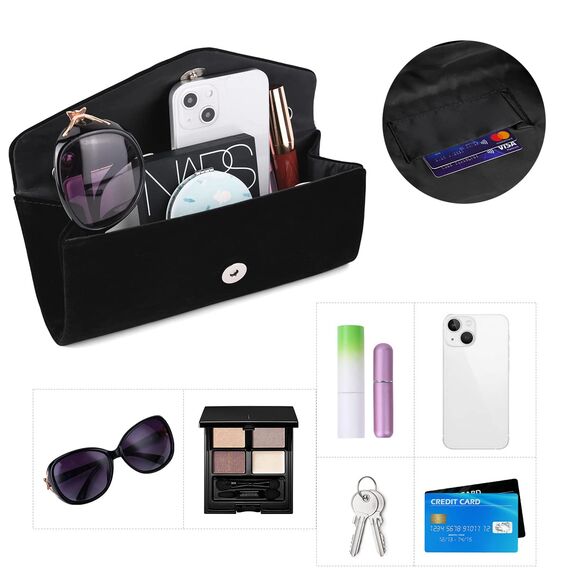 OSDUE Kettentasche, Clutch Damen, Samt Abendtasche, Elegante Envelope Tasche Kettentasche Schultertaschen für Hochzeit Party Freizeit Date (Schwarz)