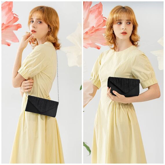 OSDUE Kettentasche, Clutch Damen, Glitzer Abendtasche, Elegante Envelope Tasche Kettentasche Schultertaschen für Hochzeit Party Freizeit Date