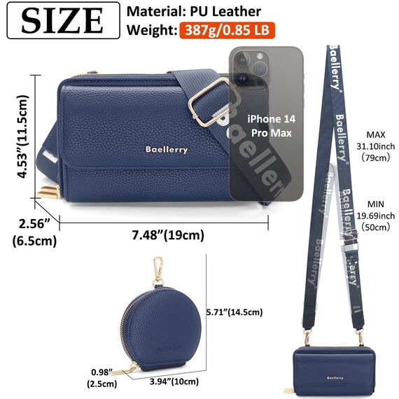 HNOOM Handytasche zum Umhängen Kleine Handy Umhängetasche Damen PU Leder Handytasche mit Geldbörse zum Umhängen Crossbody Schultertasche mit Kartenfächer, Verstellbarem Schultergurt (Dunkelblau)