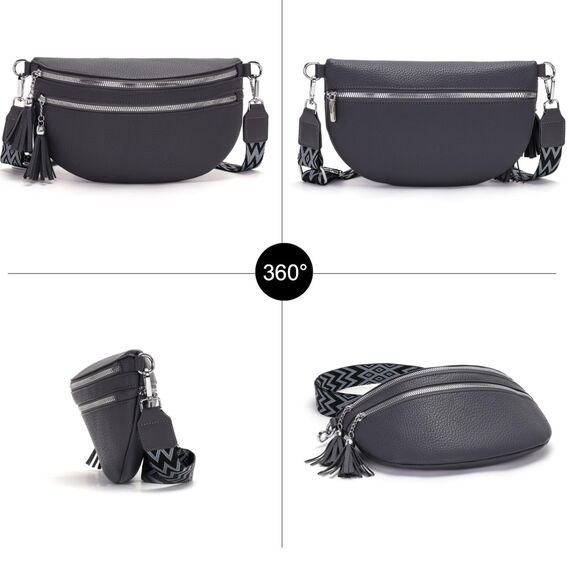 LANXINGLUO bauchtasche damen grau umhängetasche damen mittelgroß crossbody bag Mit Kreditkartenfach und 2 Schultergurten bags for women
