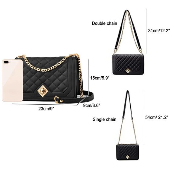 Travistar Kleine Umhängetasche Damen – Handtasche Damen Klein aus Kunstleder, Kette Schulterriemen Tasche Crossbody Bag mit Reißverschluss, Schultertasche für Alltag, Reisen & Geschenk