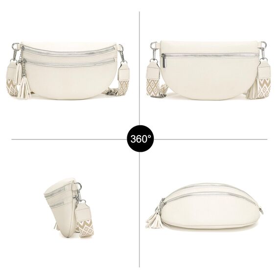 LANXINGLUO Bauchtasche Damen beige umhängetasche Damen mittelgroß Crossbody Bag Mit Kreditkartenfach und 2 Schultergurten Bags for Women