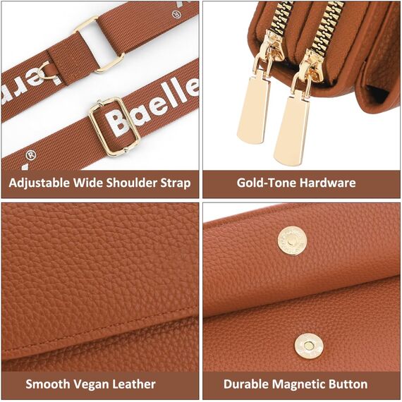 HNOOM Handytasche zum Umhängen Kleine Handy Umhängetasche Damen PU Leder Handytasche mit Geldbörse zum Umhängen Crossbody Schultertasche mit Kartenfächer, Verstellbarem Schultergurt (Braun)