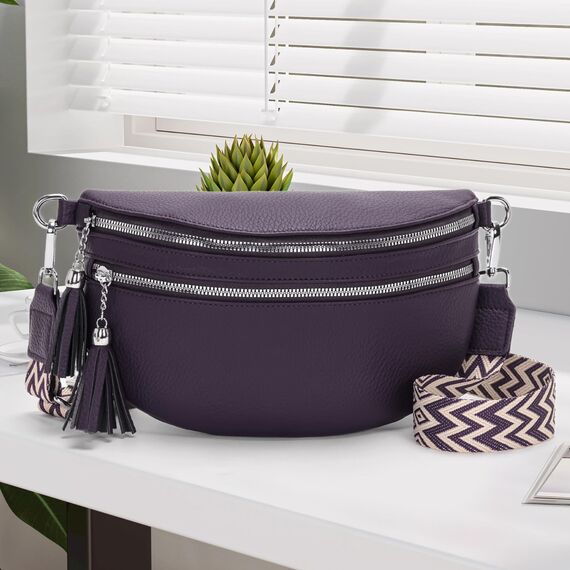 LANXINGLUO bauchtasche damen Lila umhängetasche damen mittelgroß crossbody bag Mit Kreditkartenfach und 2 Schultergurten bags for women