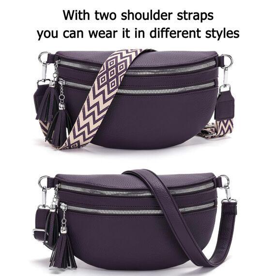 LANXINGLUO bauchtasche damen Lila umhängetasche damen mittelgroß crossbody bag Mit Kreditkartenfach und 2 Schultergurten bags for women