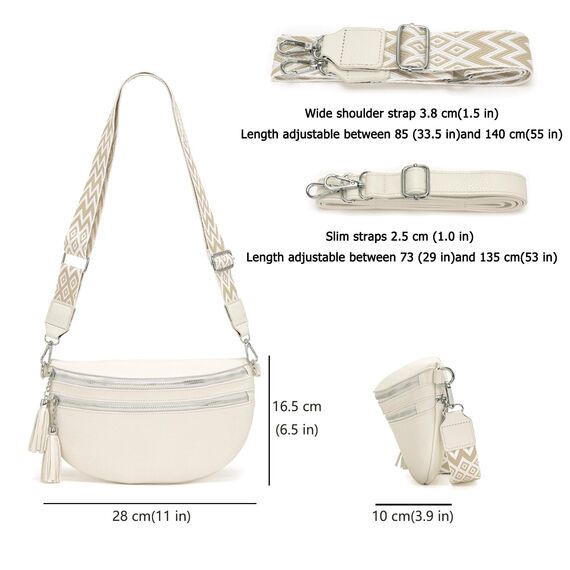 LANXINGLUO Bauchtasche Damen beige umhängetasche Damen mittelgroß Crossbody Bag Mit Kreditkartenfach und 2 Schultergurten Bags for Women