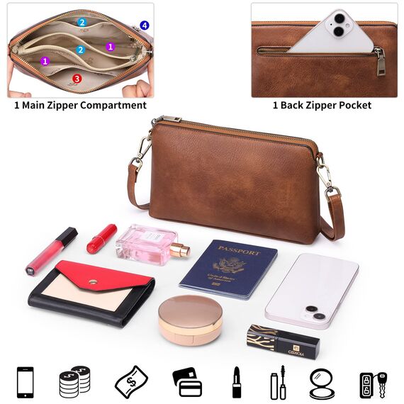 GAEKEAO Umhängetasche Damen Handy, Crossbody Bag Damen, Tasche Damen umhängetasche Geldbörse, Handtasche Damen umhängetasche, mit Kartenfächer Verstellbar Abnehmbar Schultergurt für Frauen