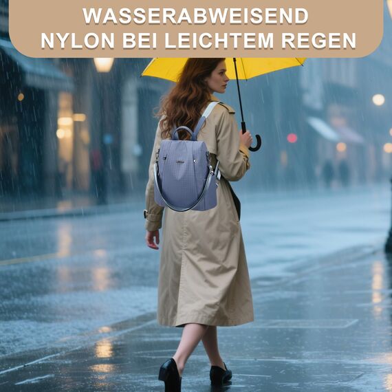 Eshow Rucksack Damen Klein, Anti-Diebstahl Kleiner Cityrucksack Tagesrucksack Elegant, 3 in 1 Rucksacktasche mit Clutchbag & RFID Blocker Modern für Pendeln Schule Arbeit Reise Blau