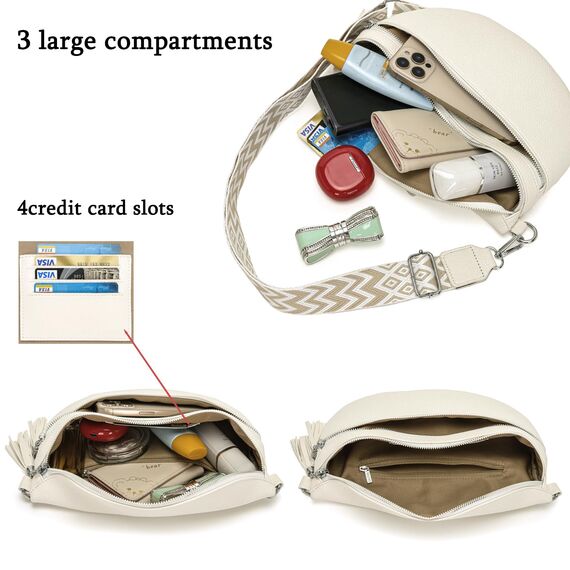 LANXINGLUO Bauchtasche Damen beige umhängetasche Damen mittelgroß Crossbody Bag Mit Kreditkartenfach und 2 Schultergurten Bags for Women