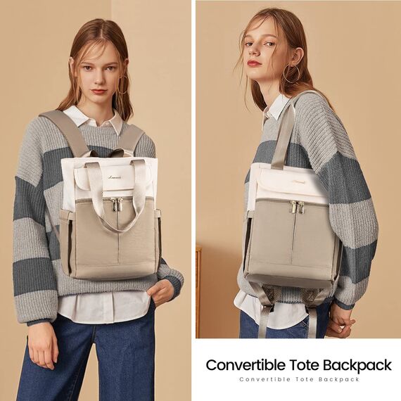 LOVEVOOK Rucksack Damen Klein Cityrucksack Kleiner Handtasche 2 in 1 Rucksacktasche, Mini Schultertasche Tasche Backpack Women Elegant für Freizeit Reisen Arbeit, Beige Khaki