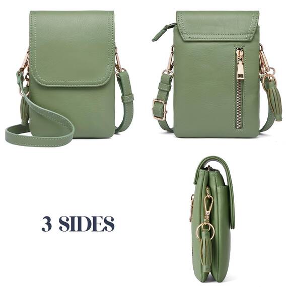 Roulens kleine Handy Umhängetasche Damen, Handytasche mit Geldbörse zum Umhängen, PU Leder Tasche damen für Frauen Designer, verstellbarer Riemen und Schlüsselanhänger
