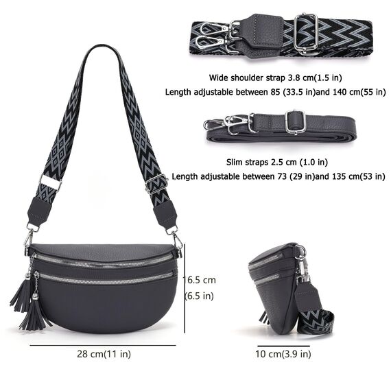LANXINGLUO bauchtasche damen grau umhängetasche damen mittelgroß crossbody bag Mit Kreditkartenfach und 2 Schultergurten bags for women