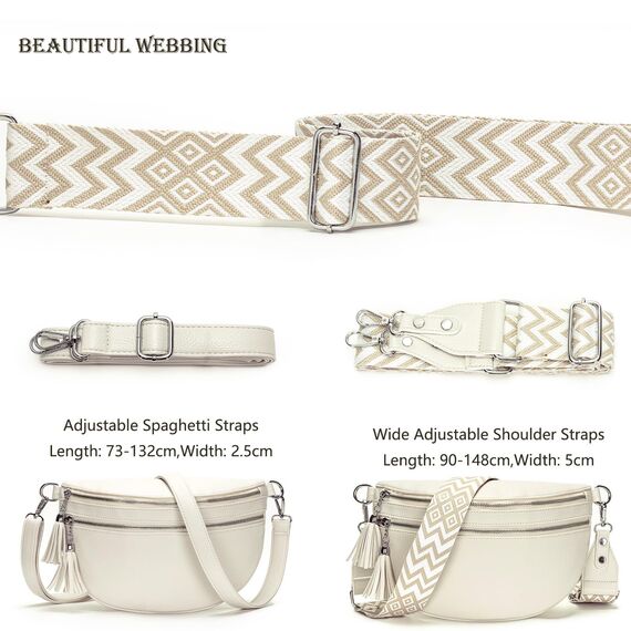 LANXINGLUO bauchtasche damen beige umhängetasche damen beige crossbody bag Mit Kreditkartenfach und 2 Schultergurten gürteltasche damen