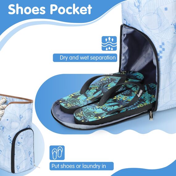 Lekespring Strandtasche Damen Groß mit Reißverschluss, Badetasche XXL Familie Saunatasche Reisetasche Beach Tote Bag für Strand Reisen Einkaufen u.Sport (Meeresbiologie)