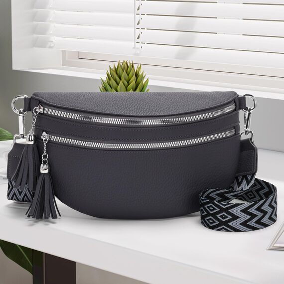 LANXINGLUO bauchtasche damen grau umhängetasche damen mittelgroß crossbody bag Mit Kreditkartenfach und 2 Schultergurten bags for women