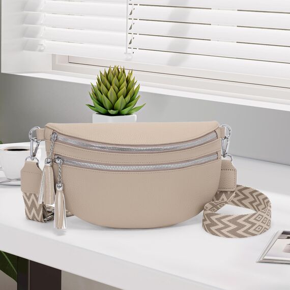 LANXINGLUO Bauchtasche Damen umhängetasche Damen mittelgroß Crossbody Bag Mit Kreditkartenfach und 2 Schultergurten Bags for Women hellkhaki