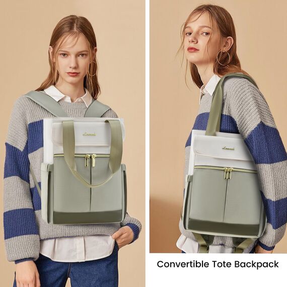 LOVEVOOK Rucksack Damen Klein Cityrucksack Kleiner Handtasche 2 in 1 Rucksacktasche, Mini Schultertasche Tasche Backpack Women Elegant für Freizeit Reisen Arbeit, Hellgrün