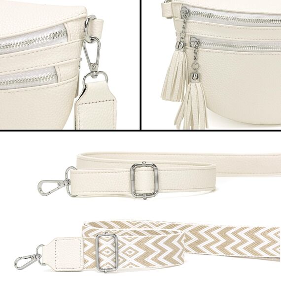 LANXINGLUO Bauchtasche Damen beige umhängetasche Damen mittelgroß Crossbody Bag Mit Kreditkartenfach und 2 Schultergurten Bags for Women