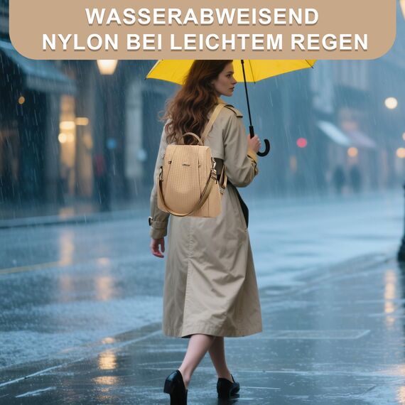 Eshow Rucksack Damen Klein, Anti-Diebstahl Kleiner Cityrucksack Tagesrucksack Elegant, 3 in 1 Rucksacktasche mit Clutchbag & RFID Blocker Modern für Pendeln Schule Arbeit Reise Grau